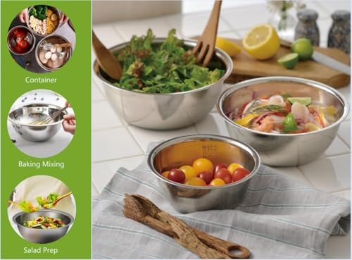 5 Piece Stainless Steel Mixing Bowl Set With Measurement Markers
