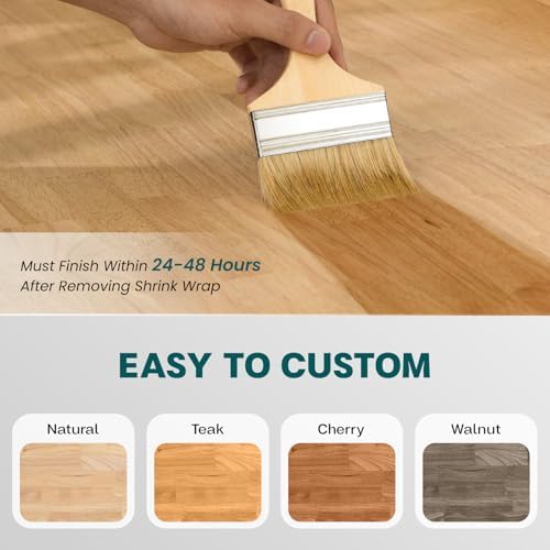 Bme Hevea Solid Wood Butcher Block Countertop, 48" x 30" x 1.5"