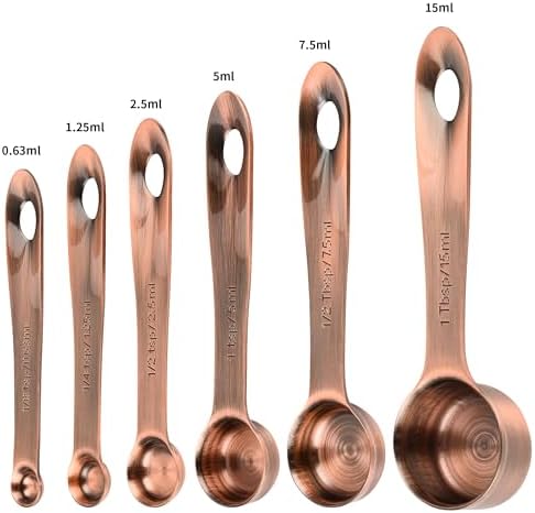 Copper Measuring Cups and Spoons Set, Stainless Steel Measuring Cups