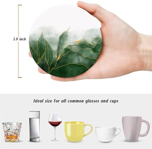 LOKMU Coasters for Drinks,Round Absorbent Ceramic Stone Coaster Sets