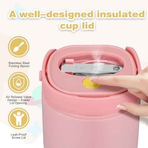 2-in-1 14oz Stainless Steel Soup Thermo with Snack Box