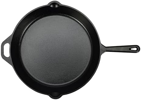 Amazon Basics Pre-Seasoned Cast Iron Skillet, Oven Safe, Even Heating, Heat Distribution, Stove Compatible, Heavy-Duty, 15-Inch, Black