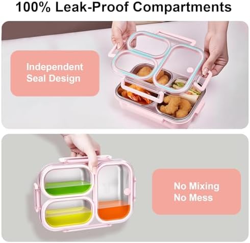 25oz 18/8 Stainless Steel Lunch Box Kit (Bento Box + Fork/Spoon) - 3