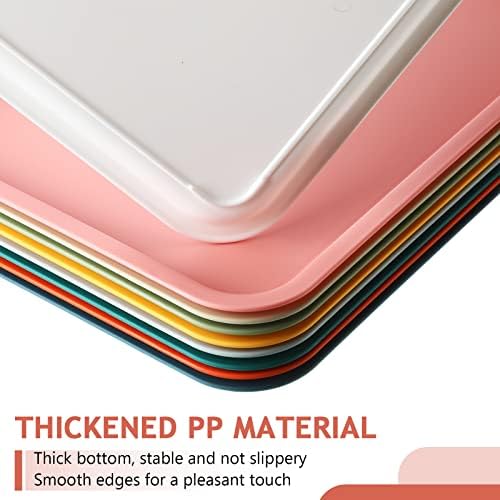 Gerrii 18 Pcs Plastic Fast Food Tray Bulk, 9 Colors, 12 x 9 Inch