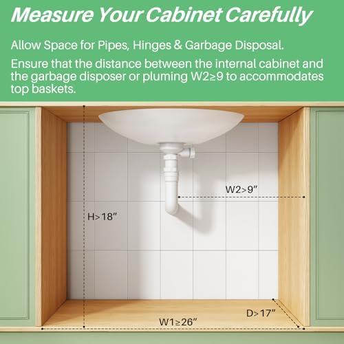 Under Sink Organizer, 2-Pack Pull Out Cabinet Organizer 2 Tier Metal