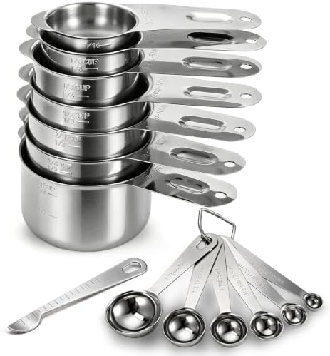 Bopei 14-Piece 18/8 Stainless Steel Measuring Cups and Spoons Set