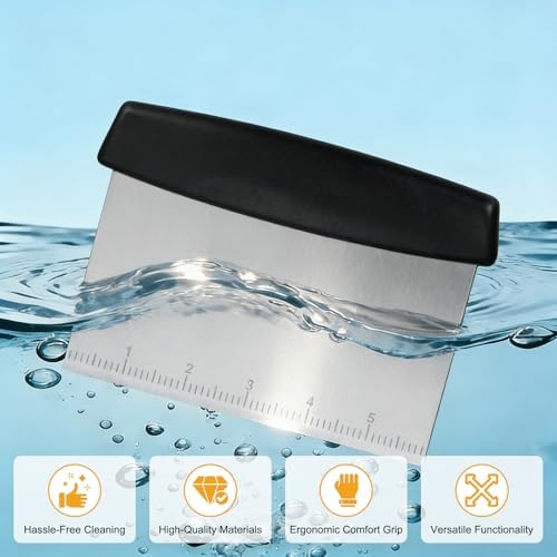 M METERXITY Multipurpose Bench Scraper, 6.7 Inch Stainless Steel Dough