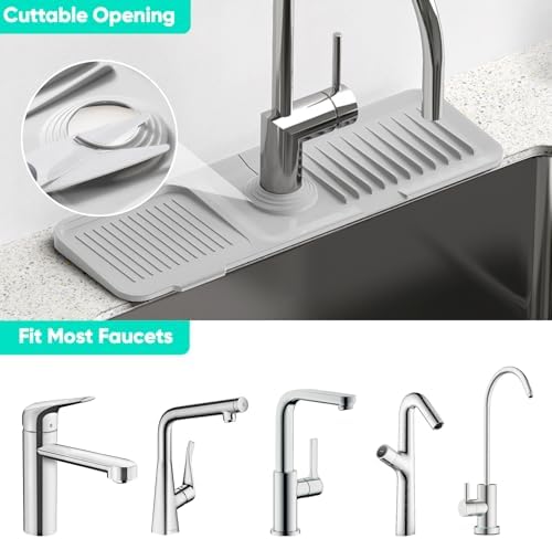 17.7'' Faucet Mat for Kitchen Sink [5°Slope Fast Self-draining]