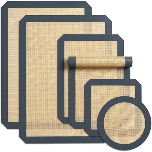 SenseYo 6 Pcs Silicone Baking Mat Non Slip Reusable BPA Free Silicone