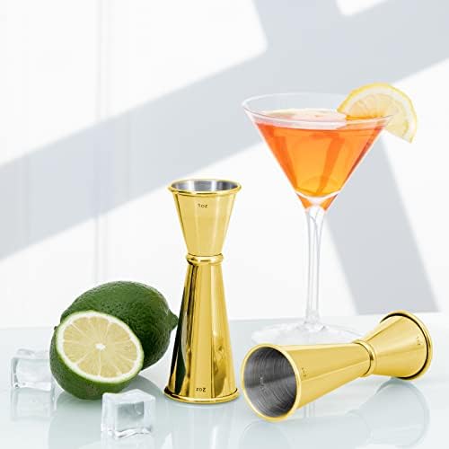 Briout Double Cocktail Jigger for Bartending, 2 OZ & 1 OZ, Rolled Edge