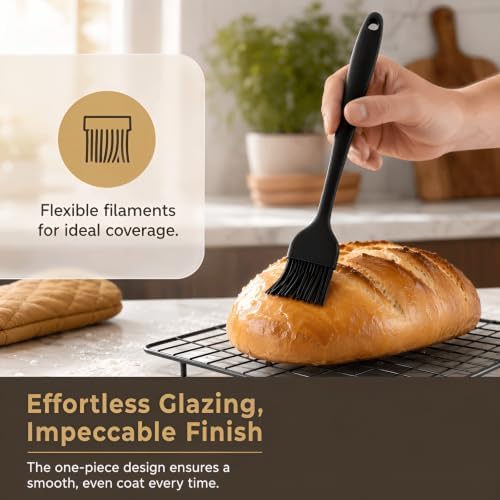 3Pcs Silicone Basting Brush Oil Butter Sauce Pastry Brush, Black