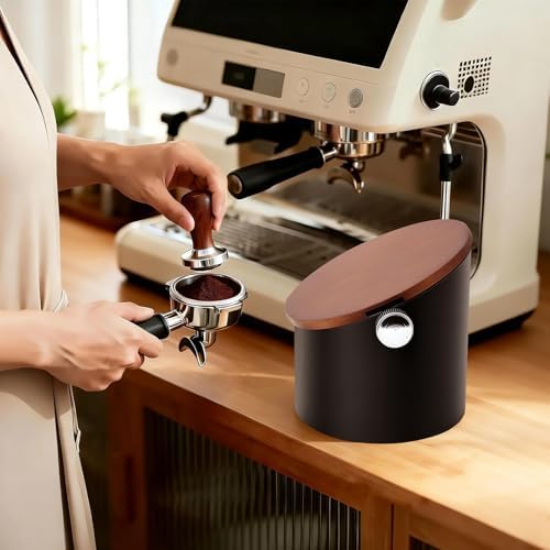 Coffee Knock Box with Lid,Stainless Steel Espresso Knock Box,Non-Slip