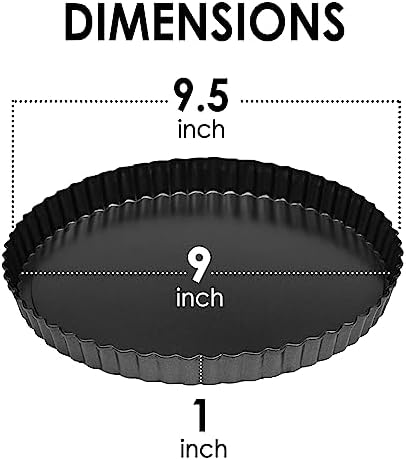 Vervo Quiche Pan - 9.5 Inch Non-Stick Removable Loose Bottom Carbon
