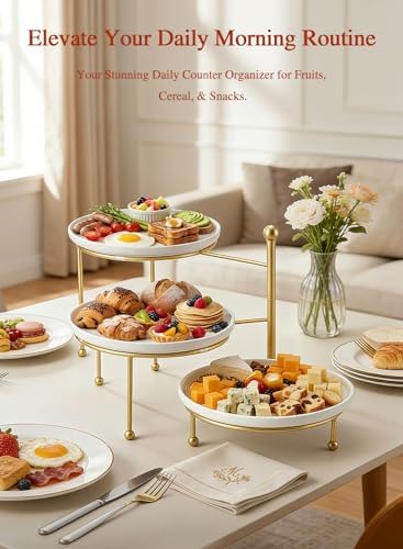 Tiered Serving Tray for Party, 10 Inch Dessert Display Stand, Gold