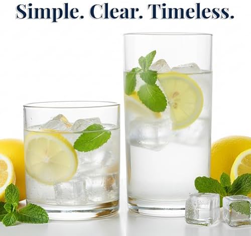US Acrylic Classic Clear Plastic Reusable Drinking Glasses (Set of 8)