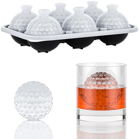 6 Chamber 2.2" 3D Golf Gifts Ice Cube Tray With Funnel,Large Round Ice