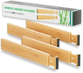 BAMEOS Bamboo Expandable Drawer Dividers – Fits 16.6"–22" Drawers, 2"