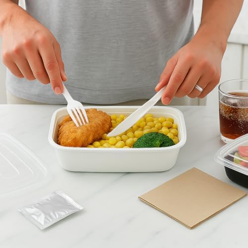 50 Pack Meal Prep Containers with Lids, Disposable Plastic Food