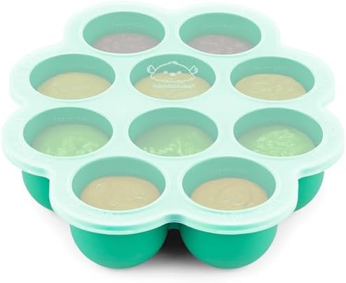 KeaBabies Silicone Food Freezer Trays with Lid, 2oz x 10 Pods, Alpine