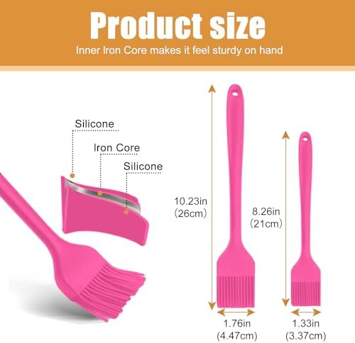 Silicone Basting Brush 2 Pcs Pastry Brush for Oil, BBQ, Grill, Sauce