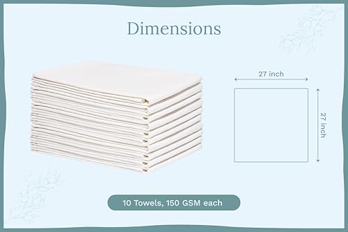 Organic Cotton Flour Sack Kitchen Towels - 10 Pack, Off-White Organic