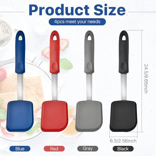 4 pcs Silicone Spatula, Heat Resistant Silicone Cookie Spatula Turner