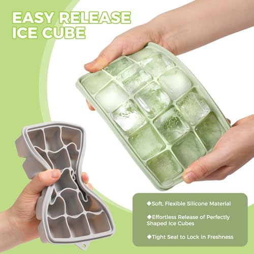 4-Pack Silicone Ice Cube Trays with Lid, Easy Release Ice Cube Molds