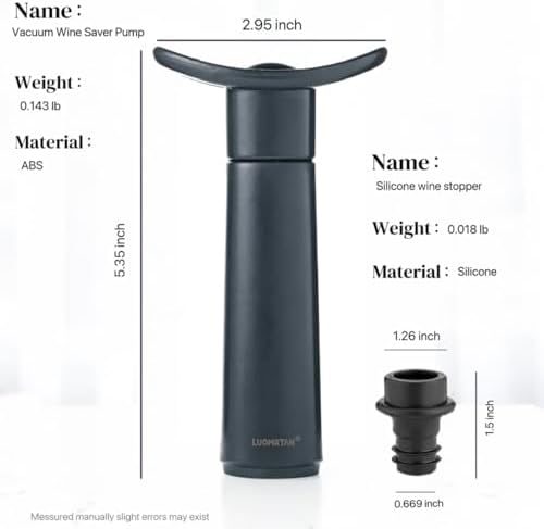 Vacuum Wine Saver Pump with 12 Reusable Bottle Stoppers | Manual Wine