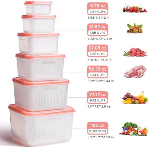 6-Piece Fruit Storage Containers with Removable Colanders