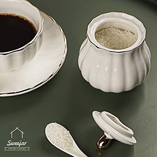 Sweejar Sugar and Creamer Set of 3,Pitcher,Sugar Bowl with lid and