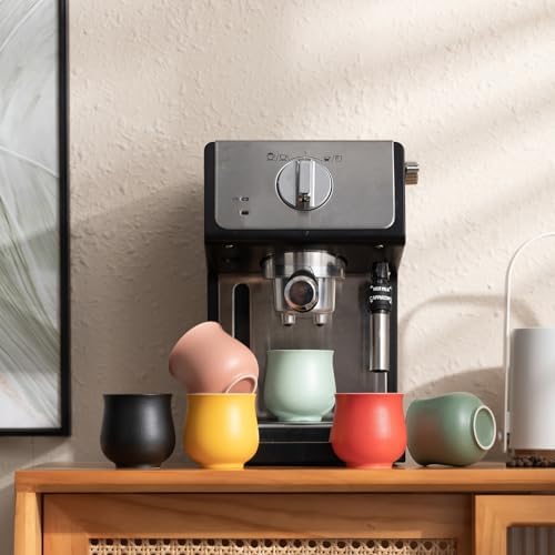 4-Oz Ceramic Espresso Cups Set - Multi-Color, Handle-Free Design for