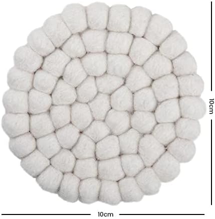 Round Felt Ball Coasters - 100% Merino Wool Table Coasters - Felt