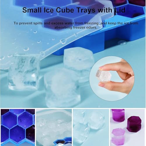 Ice Cube Trays for Freezer with Lid-3 Packs Silicone Ice Cube Tray