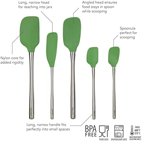 Tovolo 5-Piece Silicone Spatula Set, Pesto Green