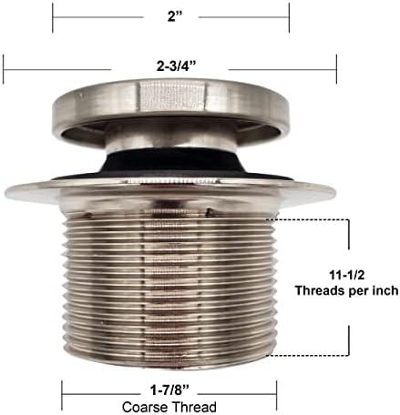 Westbrass D93-26 1-1/2" Coarse Thread Tip-Toe Bathtub Drain Plug Trim