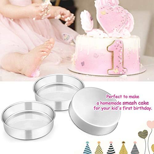 E-far 6 Inch Cake Pan Set of 3, Stainless Steel Round Smash Cake