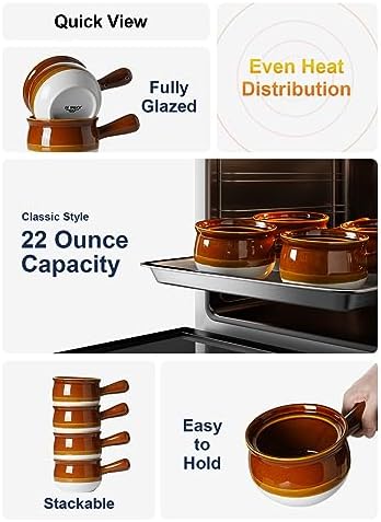 LE TAUCI French Onion Soup Bowls, 22 Ounces Ceramic Soup Bowls with