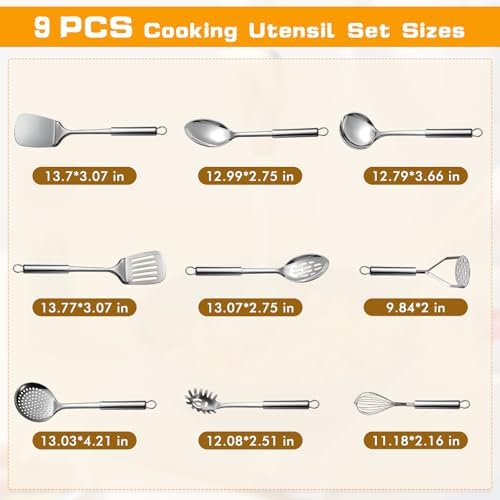 9-Piece Stainless Steel Cooking Utensil Set