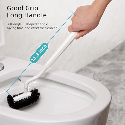 HAMITOR Toilet Bowl Brush Holder Set, Curved Bristles