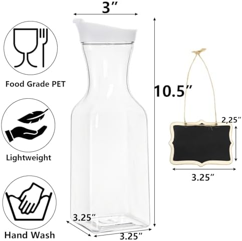 Jucoan 4 Pack 1 Liter Plastic Juice Carafe with Lids for Mimosa Bar