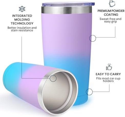 Volhoply 20oz Stainless Steel Tumbler with Lid and Straw Bulk 4