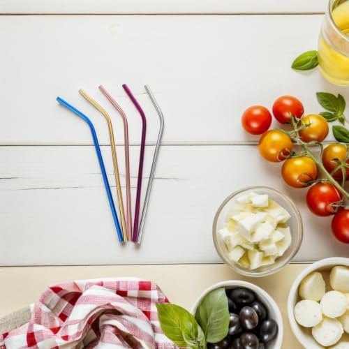 Drinking Straws Bent Straight Designs with Cleaning Brush Set
