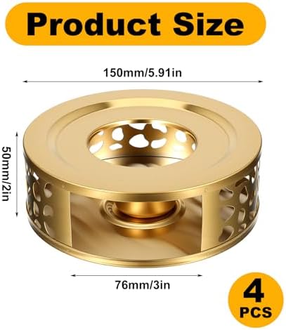 4 Pcs Gold Stainless Steel Tea Warmer Teapot with Tealight Holder Tea