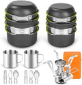 Odoland 16pcs Camping Cookware Mess Kit, Lightweight Pot Pan Mini