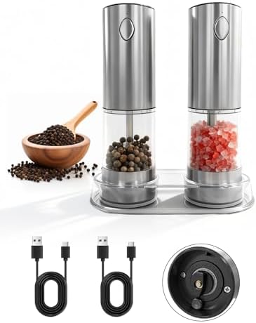 Rechargeable Electric Salt and Pepper Grinder Set