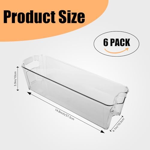 YOUNTHYE 6PCS 15inch Fridge Organizer Bins Breastmilk Freezer Storage