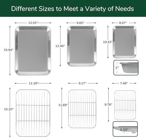 18/0 Stainless Steel Baking Sheet with Cooling Rack, Oven-Safe