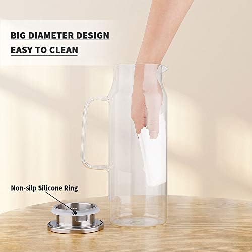 BOTTLE BOTTLE Glass Pitcher with Lid and Handle 50 oz/1500ml