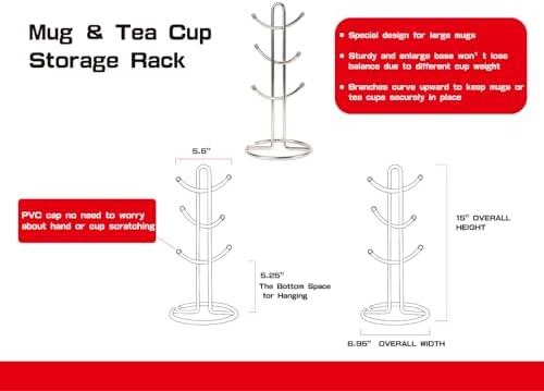FitWell Mugs Holder, Mug Tree, Coffee Mug Holder, Coffee Mug Tree, Mug