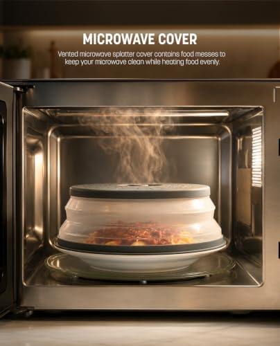 Gevoli Collapsible Microwave Splatter Cover with Strainer Draining